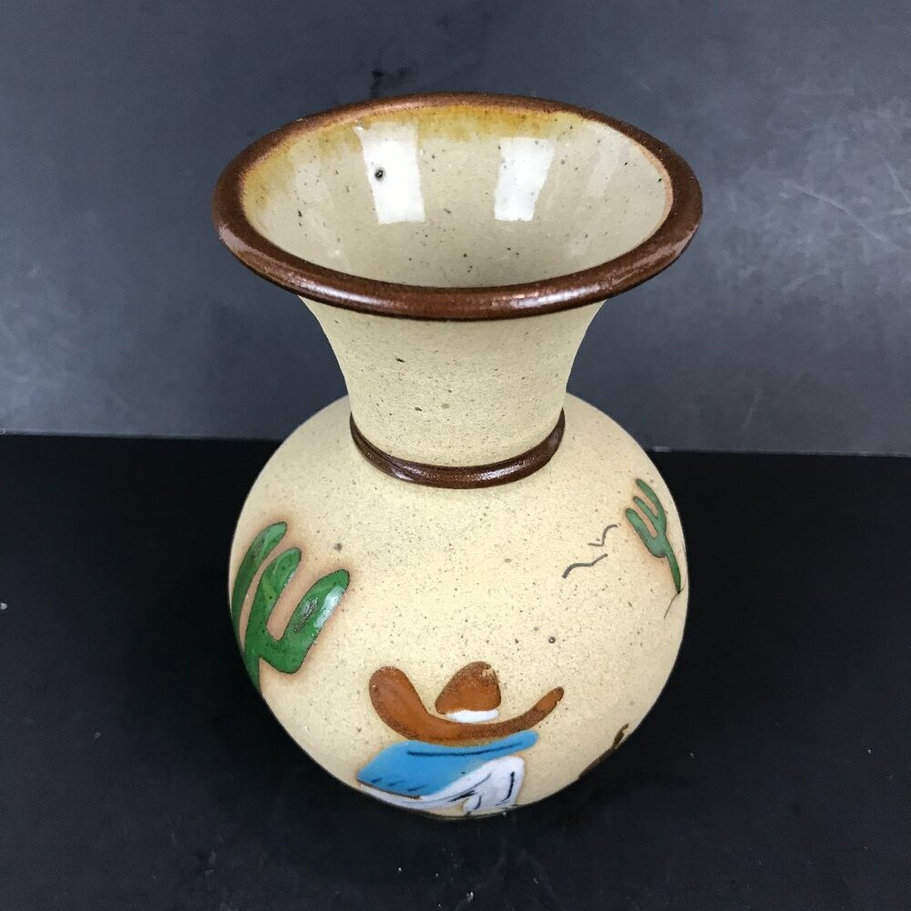 Tonala, Mexico Art Pottery Sleeping Figure Vase, 6" x 4"